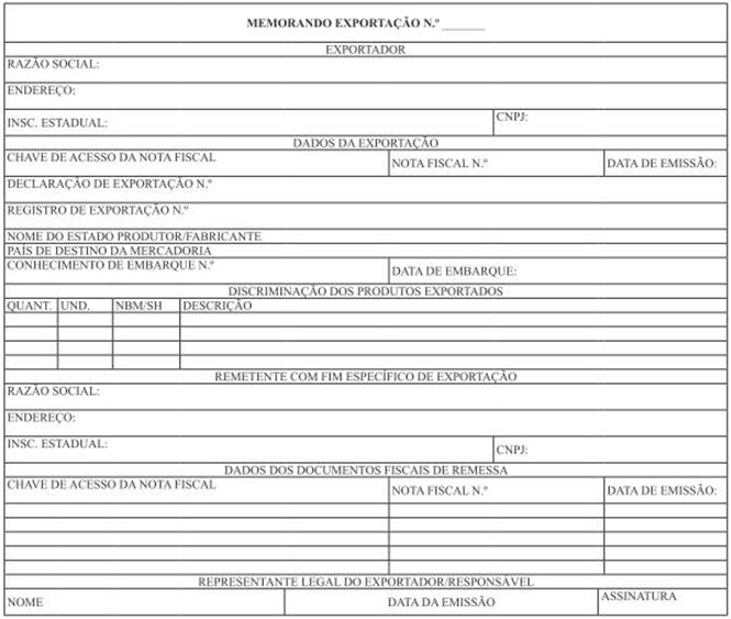 MEMORANDO EXPORTAÇÃO